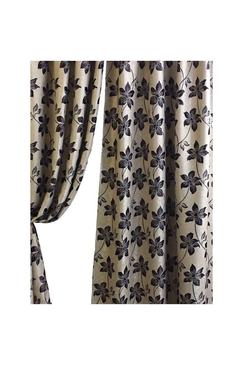 LIZ LINE Set 2 draperii black-out cu rejansa Flowers poliester - Pled.ro