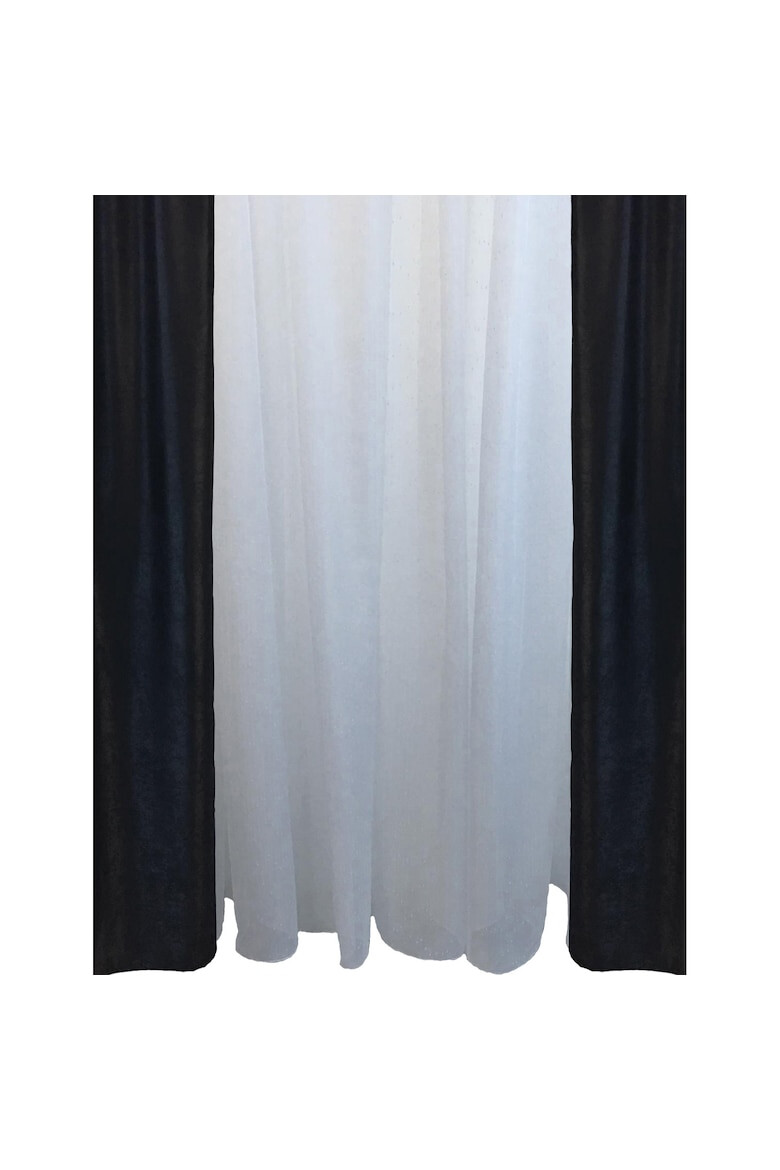 LIZ LINE Set 2 draperii si perdea brodata Black&White 2 draperii 140x245 cm + 1 perdea 300x245 cm poliester negru / alb - Pled.ro