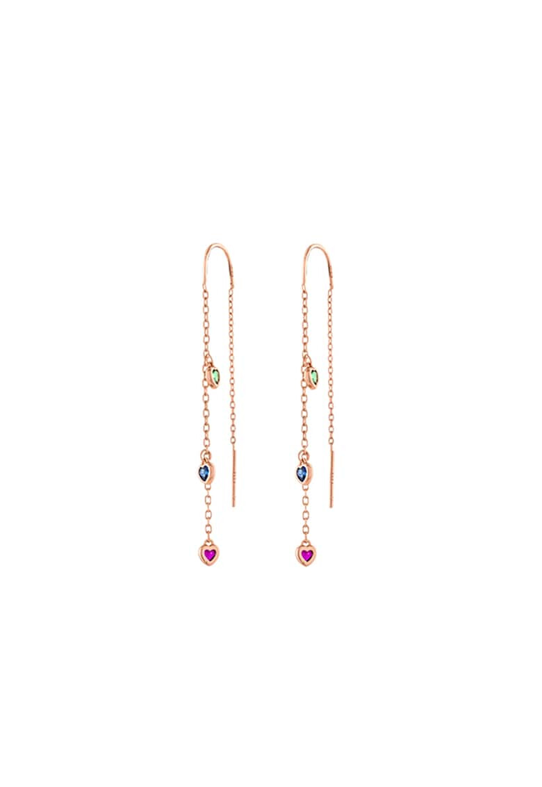 Loisir by Oxette Cercei drop placati cu aur rose de 18K decorati cu cristale - Pled.ro