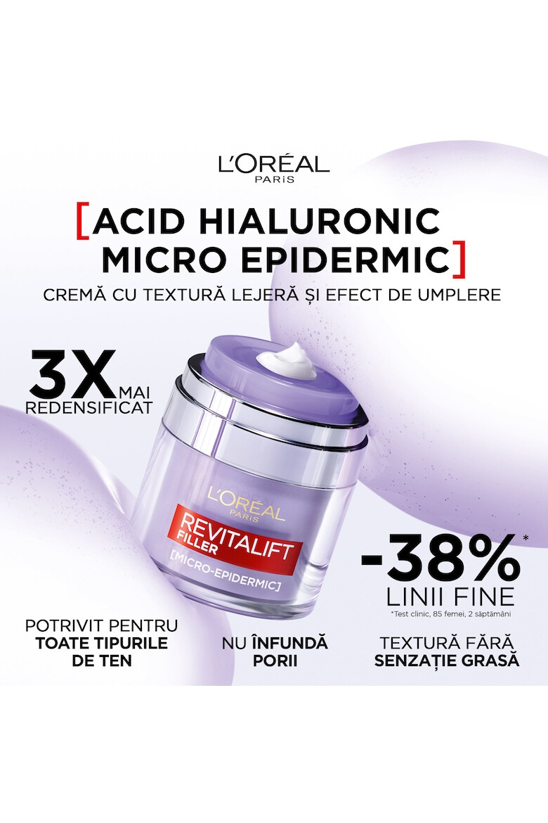 L'Oreal Paris Crema cu textura lejera cu Acid Hialuronic si efect de umplere Revitalift Filler 50 ml - Pled.ro