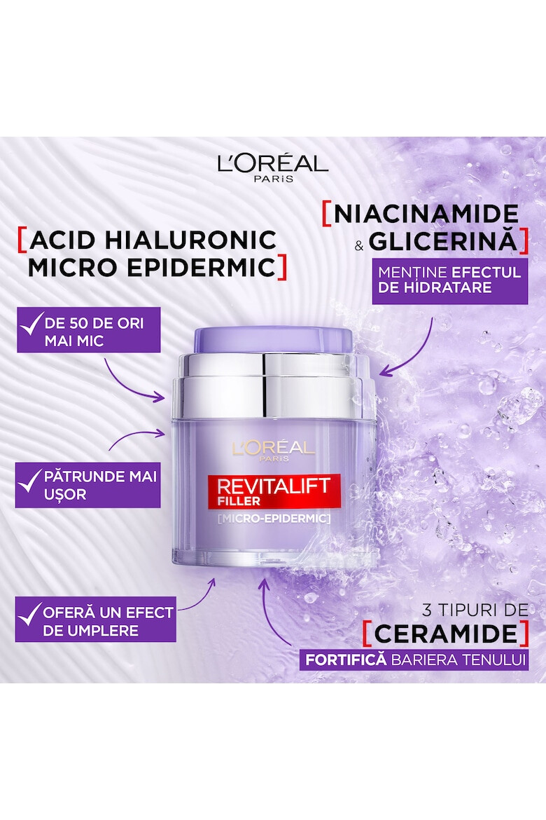 L'Oreal Paris Crema cu textura lejera cu Acid Hialuronic si efect de umplere Revitalift Filler 50 ml - Pled.ro