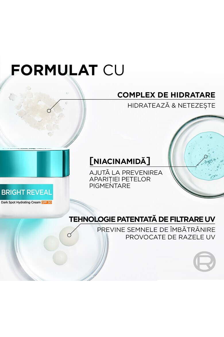 L'Oreal Paris Crema hidratanta Bright Reveal cu actiune impotriva petelor pigmentare SPF 50 50 ml - Pled.ro