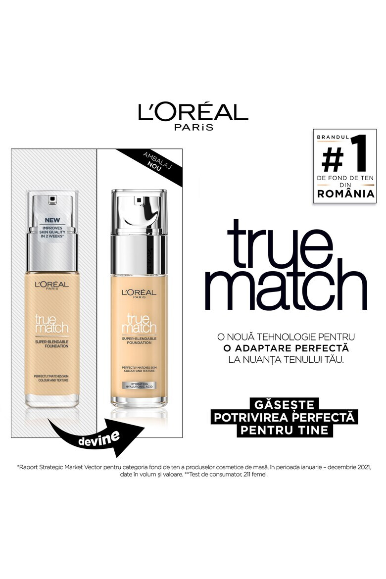 L'Oreal Paris Fond de ten infuzat cu acid hialuronic True Match 30 ml - Pled.ro