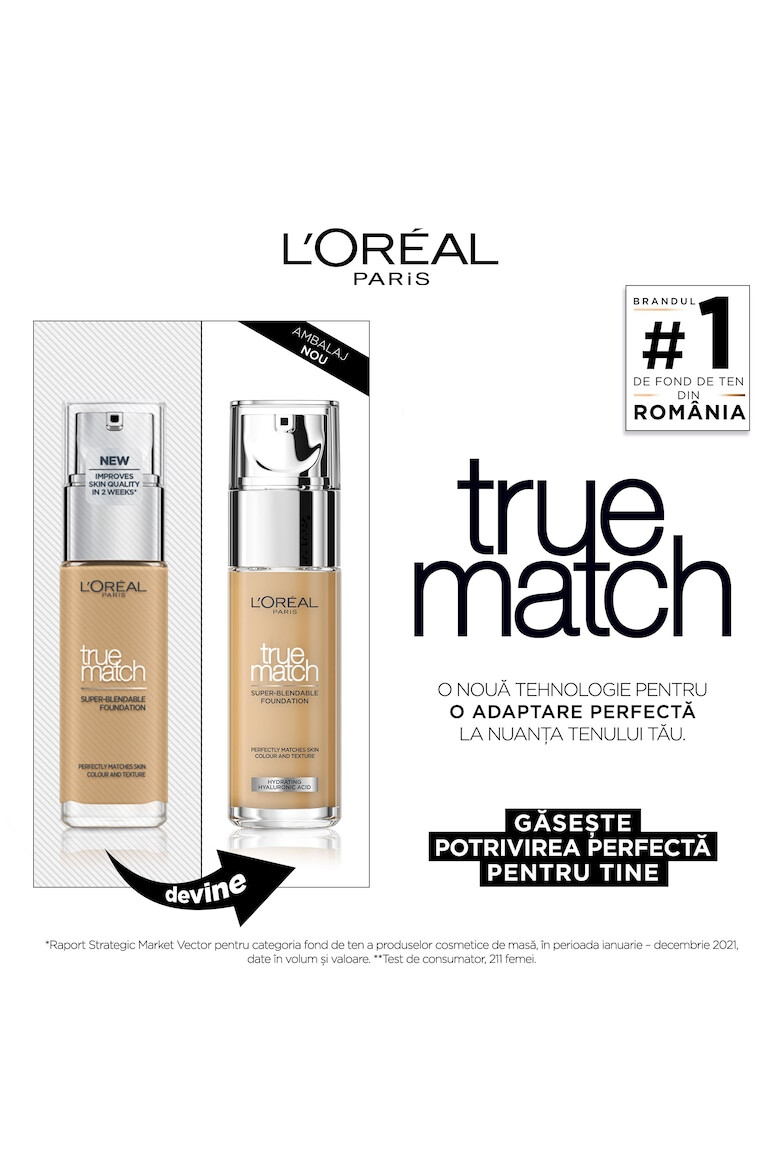 L'Oreal Paris Fond de ten infuzat cu acid hialuronic True Match 5N Sand 30 ml - Pled.ro