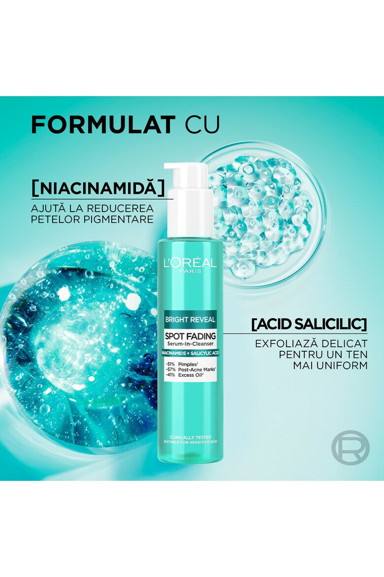 L'Oreal Paris Gel de curatare anti-pete pigmentare Bright Reveal imbogatit cu Niacinamida si Acid Salicilic 150 ml - Pled.ro