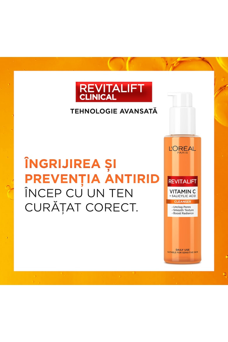 L'Oreal Paris Gel de curatare spumant Revitalift Clinical imbogatit cu Vitamina C si Acid Salicilic 150 ml - Pled.ro