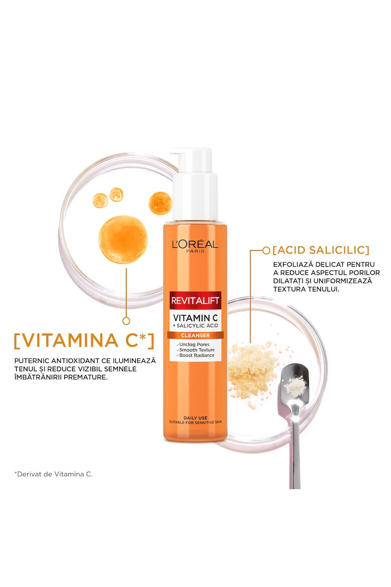 L'Oreal Paris Gel de curatare spumant Revitalift Clinical imbogatit cu Vitamina C si Acid Salicilic 150 ml - Pled.ro