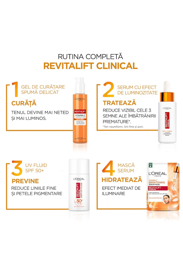 L'Oreal Paris Gel de curatare spumant Revitalift Clinical imbogatit cu Vitamina C si Acid Salicilic 150 ml - Pled.ro