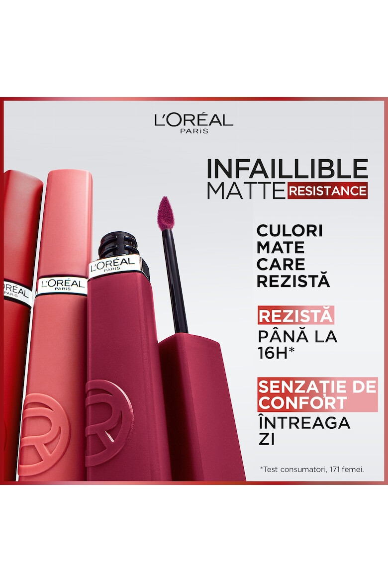 L'Oreal Paris Ruj lichid mat rezistent la transfer Infaillible Matte Resistance 5 ml - Pled.ro