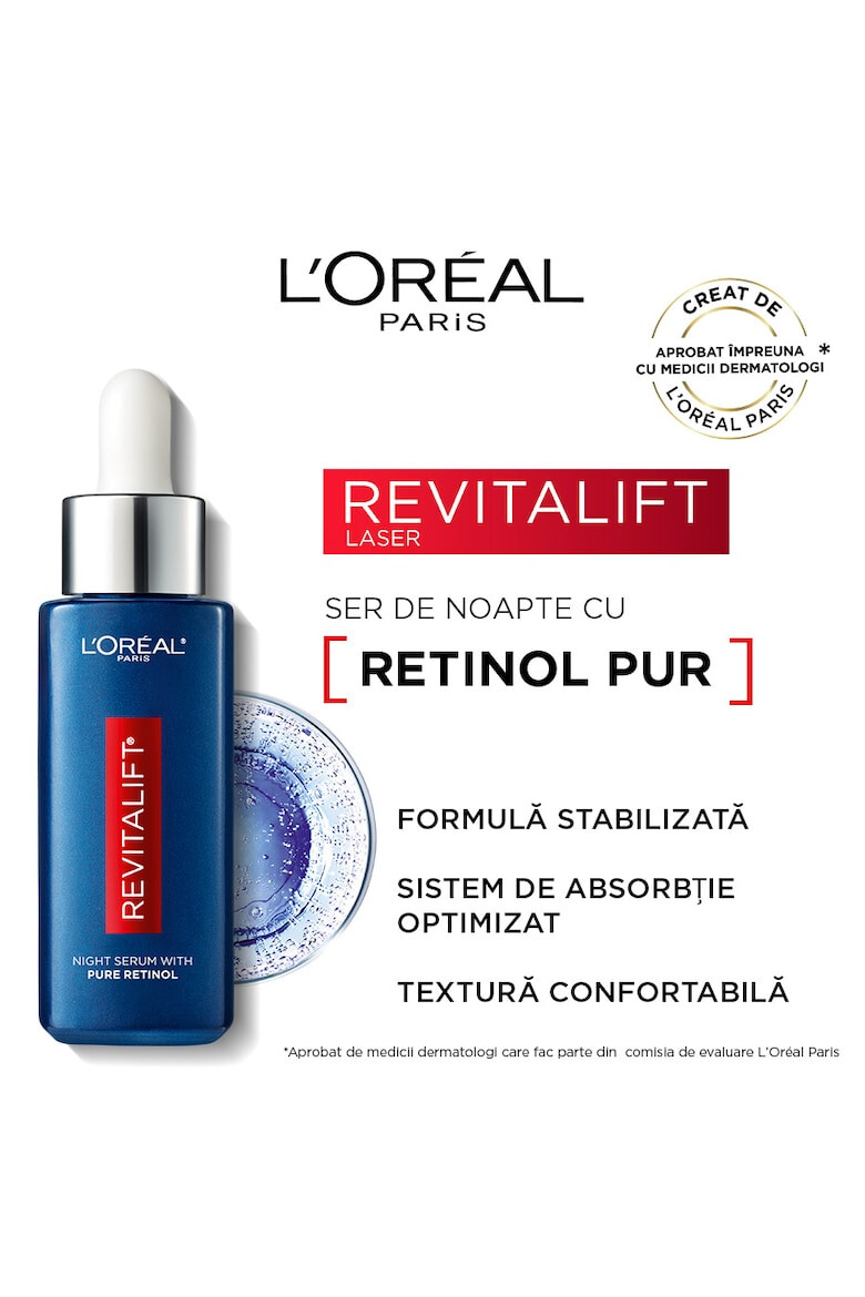 L'Oreal Paris Ser antirid de noapte Revitalift Laser imbogatit cu 0.2% retinol pur 30 ml - Pled.ro