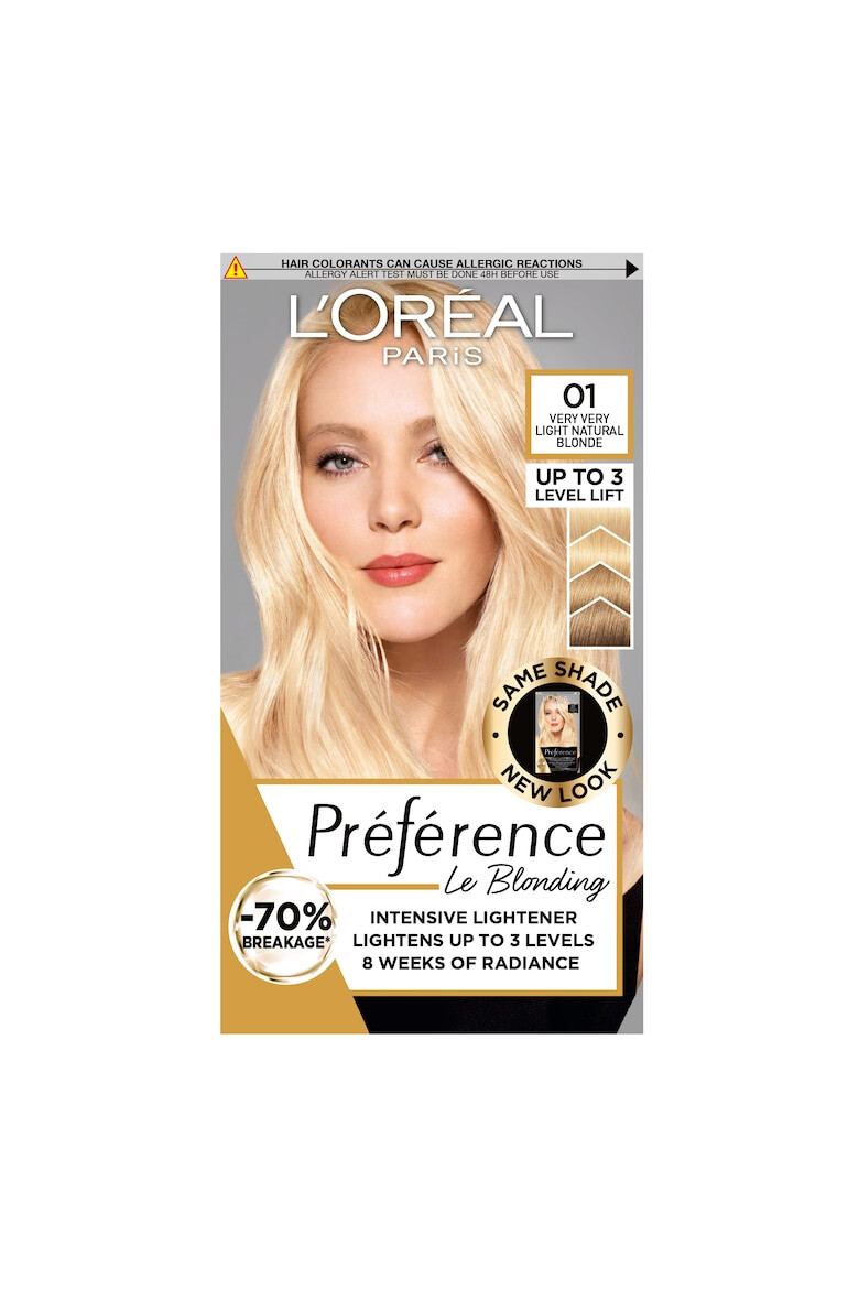 L'Oreal Paris Vopsea de par permanenta cu amoniac Preference Le Blonding 01 Blond Natural Foarte Deschis 178 ml - Pled.ro