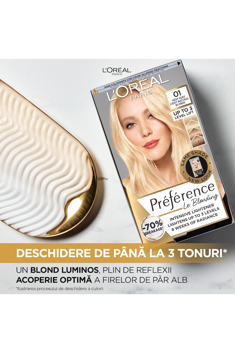 L'Oreal Paris Vopsea de par permanenta cu amoniac Preference Le Blonding 01 Blond Natural Foarte Deschis 178 ml - Pled.ro