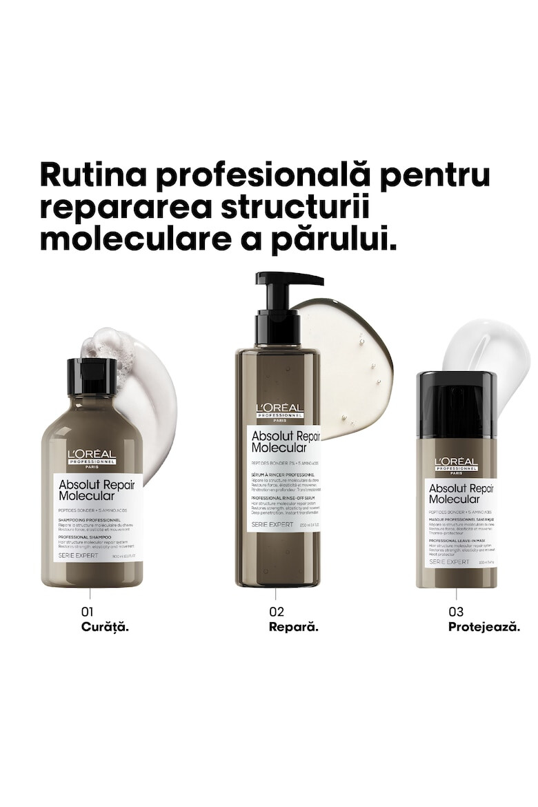 L'Oreal Professionnel Sampon pentru par deteriorat L’Oreal Professionnel Serie Expert Absolut Repair Molecular formulat cu legaturi peptidice si 5 aminoacizi repara structura macromoleculara a parului fara sulfati. - Pled.ro