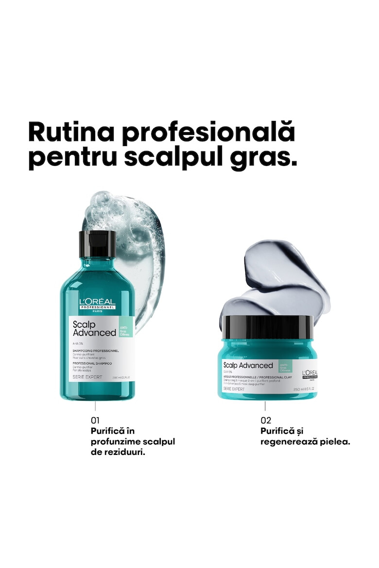 L'Oreal Professionnel Masca cu argila 2 in 1 cu utilizari multiple pentru scalp gras L’Oreal Professionnel Serie Expert Scalp Advanced cu 6% argilă 250ml - Pled.ro