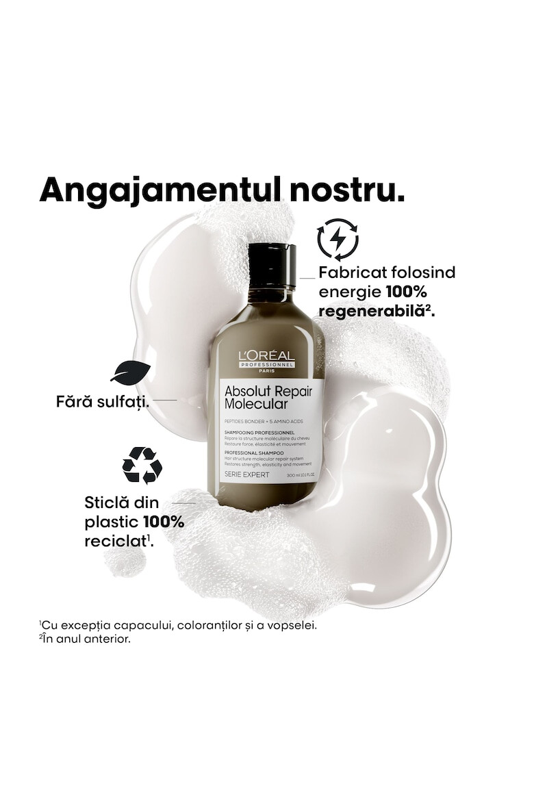 L'Oreal Professionnel Sampon pentru par deteriorat L’Oreal Professionnel Serie Expert Absolut Repair Molecular formulat cu legaturi peptidice si 5 aminoacizi repara structura macromoleculara a parului fara sulfati. - Pled.ro