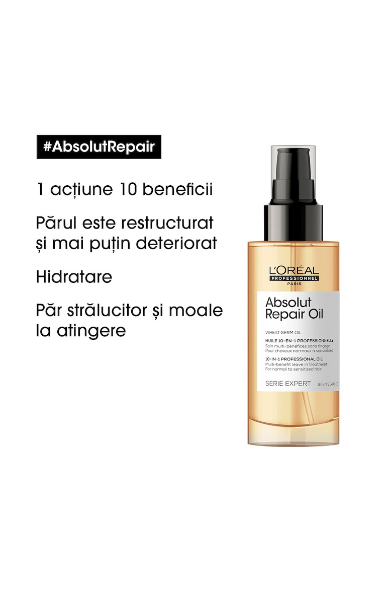 L'Oreal Professionnel Ulei de par L’Oreal Professionnel Serie Expert Absolut Repair multi-beneficii fara clatire pentru par uscat si deteriorat cu ulei de germeni de grau & proteine pentru restructurarea si refacerea fibrei 90ml - Pled.ro