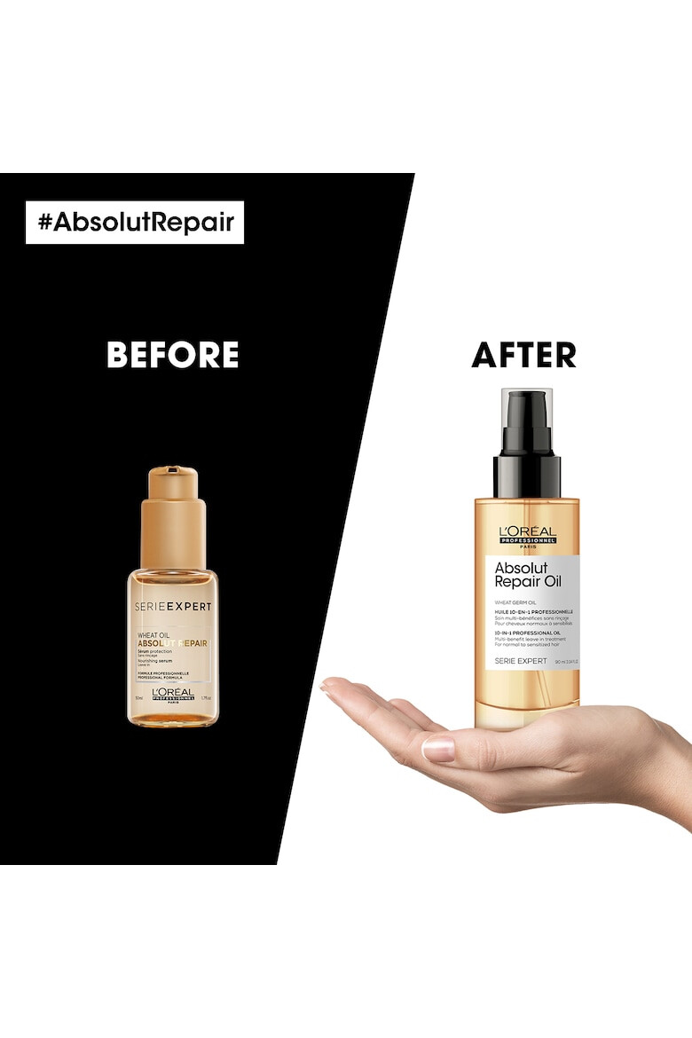 L'Oreal Professionnel Ulei de par L’Oreal Professionnel Serie Expert Absolut Repair multi-beneficii fara clatire pentru par uscat si deteriorat cu ulei de germeni de grau & proteine pentru restructurarea si refacerea fibrei 90ml - Pled.ro