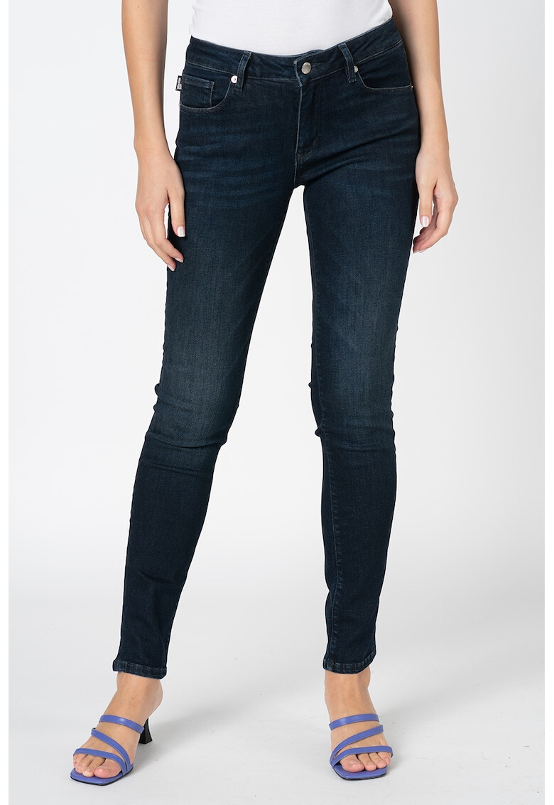 Love Moschino Blugi skinny cu logo din strasuri pe partea din spate - Pled.ro