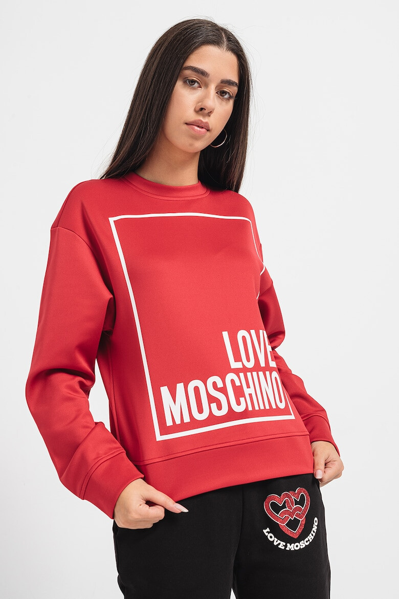 Love Moschino Bluza de trening cu decolteu la baza gatului si imprimeu logo - Pled.ro