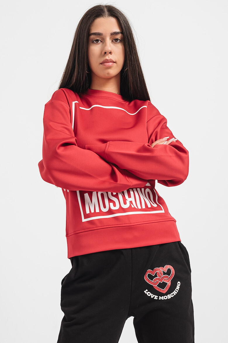 Love Moschino Bluza de trening cu decolteu la baza gatului si imprimeu logo - Pled.ro