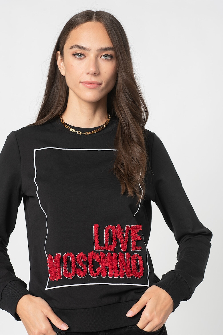 Love Moschino Bluza sport cu decolteu la baza gatului si aplicatie logo - Pled.ro