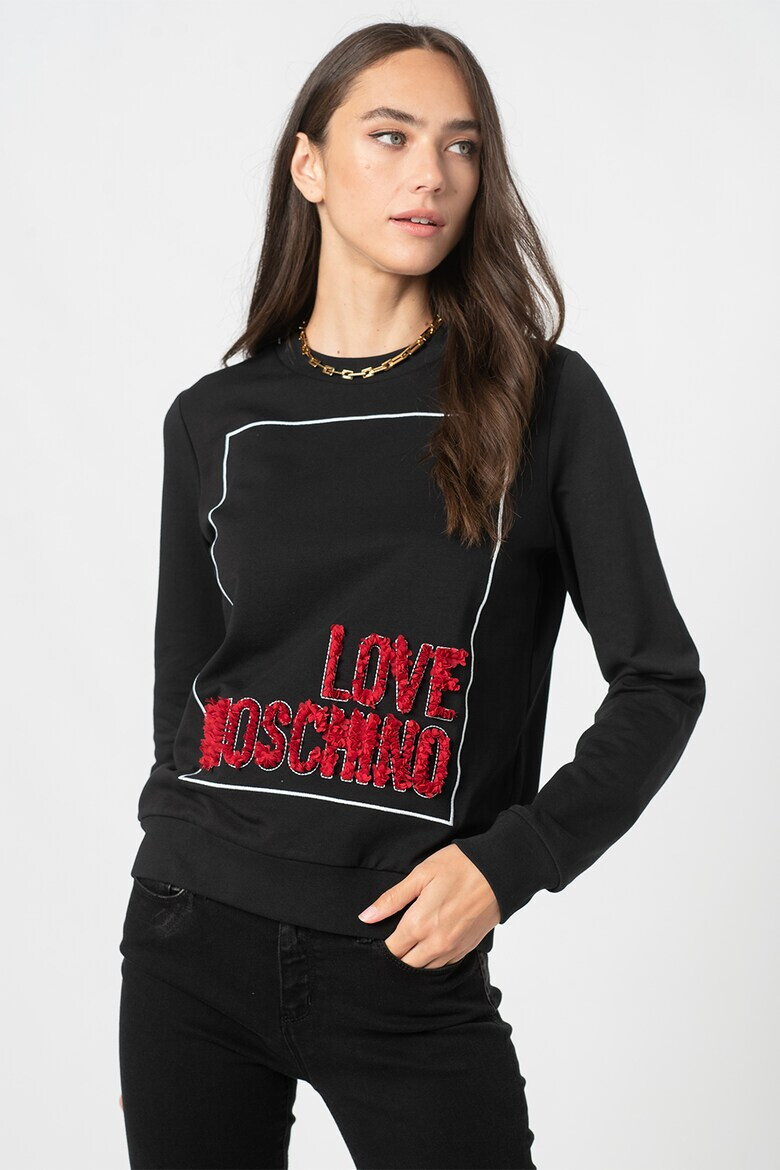 Love Moschino Bluza sport cu decolteu la baza gatului si aplicatie logo - Pled.ro