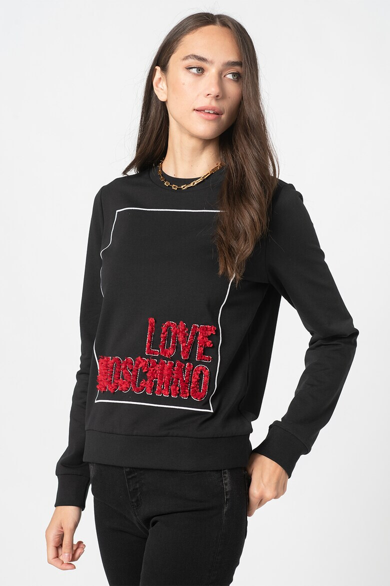 Love Moschino Bluza sport cu decolteu la baza gatului si aplicatie logo - Pled.ro