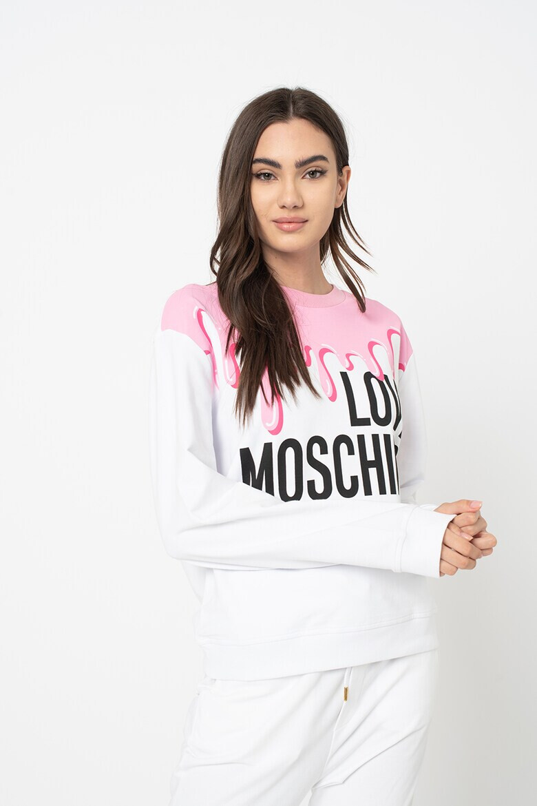 Love Moschino Bluza sport cu decolteu la baza gatului si imprimeu logo - Pled.ro