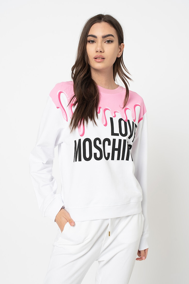 Love Moschino Bluza sport cu decolteu la baza gatului si imprimeu logo - Pled.ro