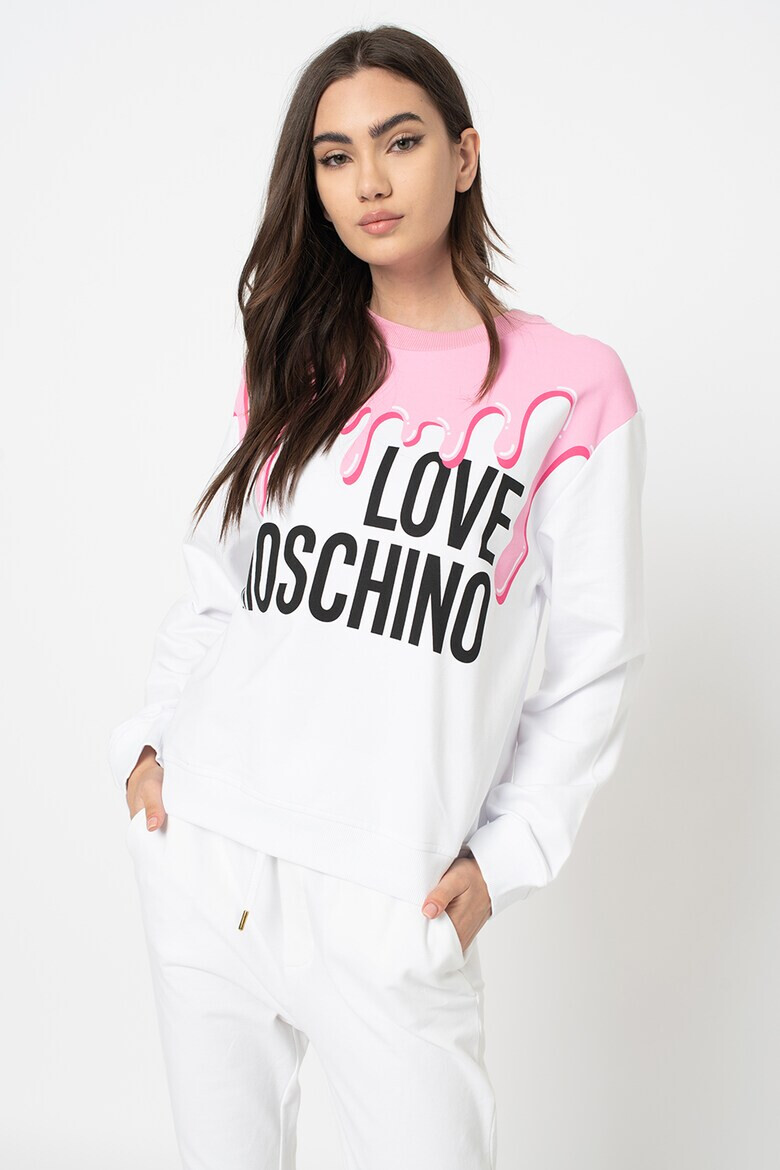 Love Moschino Bluza sport cu decolteu la baza gatului si imprimeu logo - Pled.ro