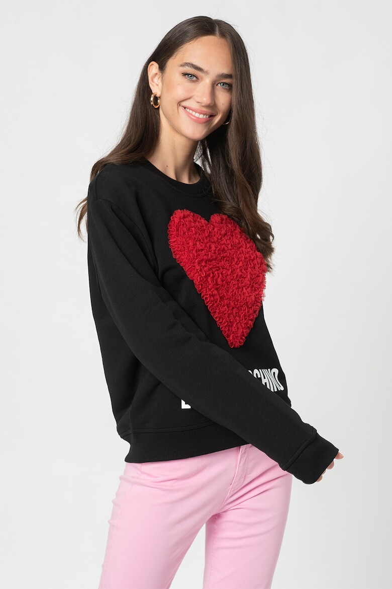 Love Moschino Bluza sport cu imprimeu logo si maneci cazute - Pled.ro