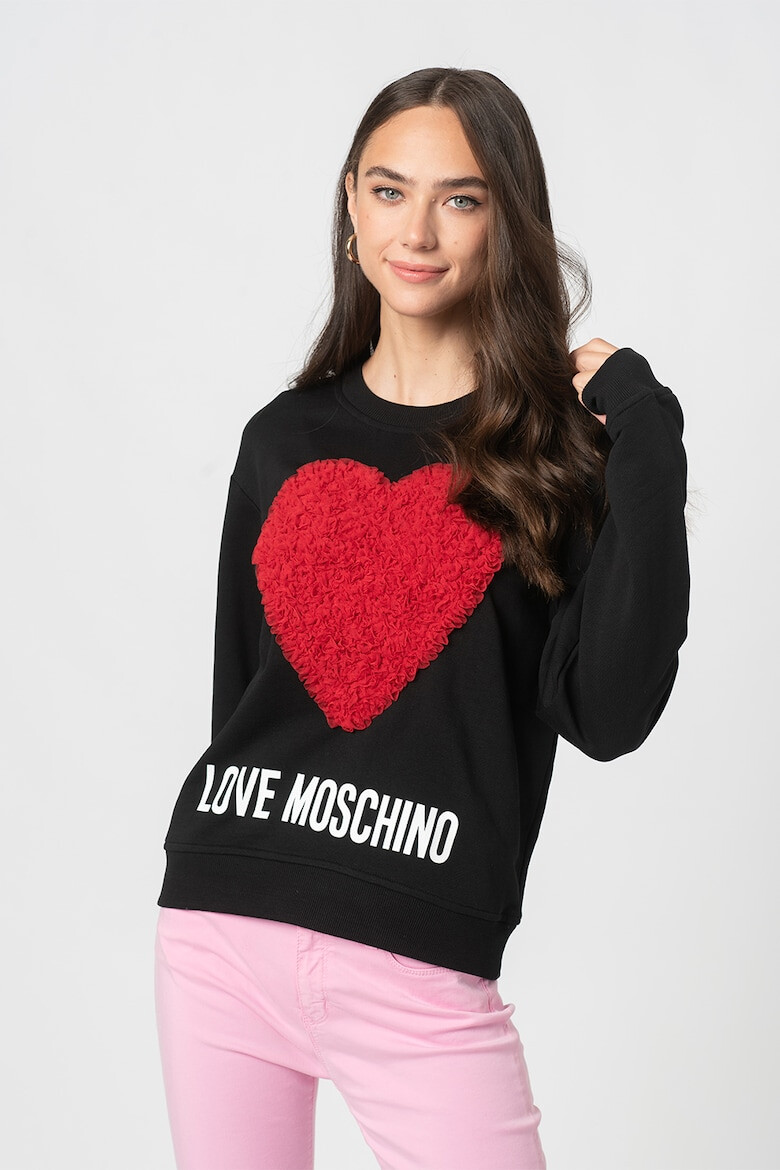 Love Moschino Bluza sport cu imprimeu logo si maneci cazute - Pled.ro