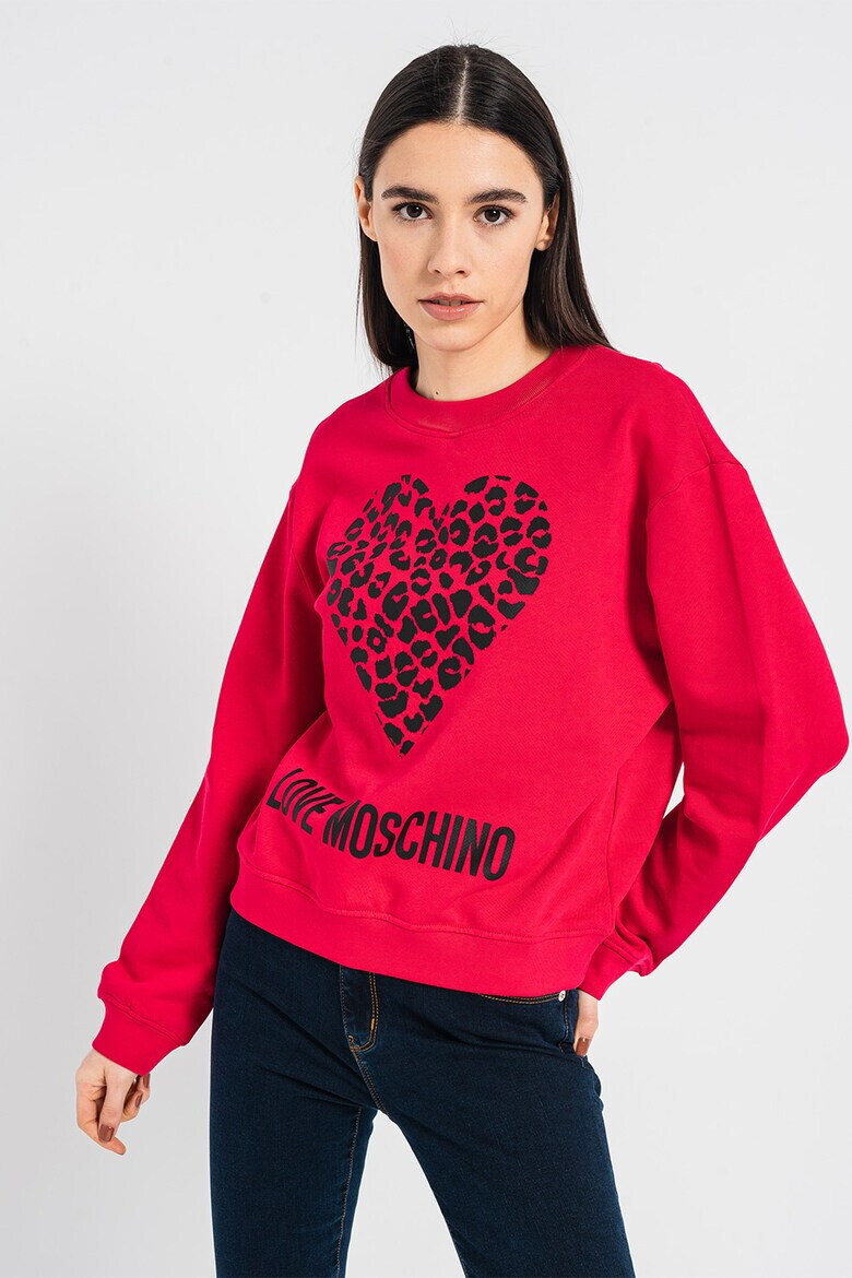 Love Moschino Bluza sport cu maneci cazute si imprimeu logo - Pled.ro