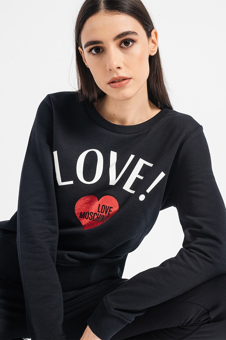 Love Moschino Bluza sport din bumbac cu imprimeu logo contrastant - Pled.ro