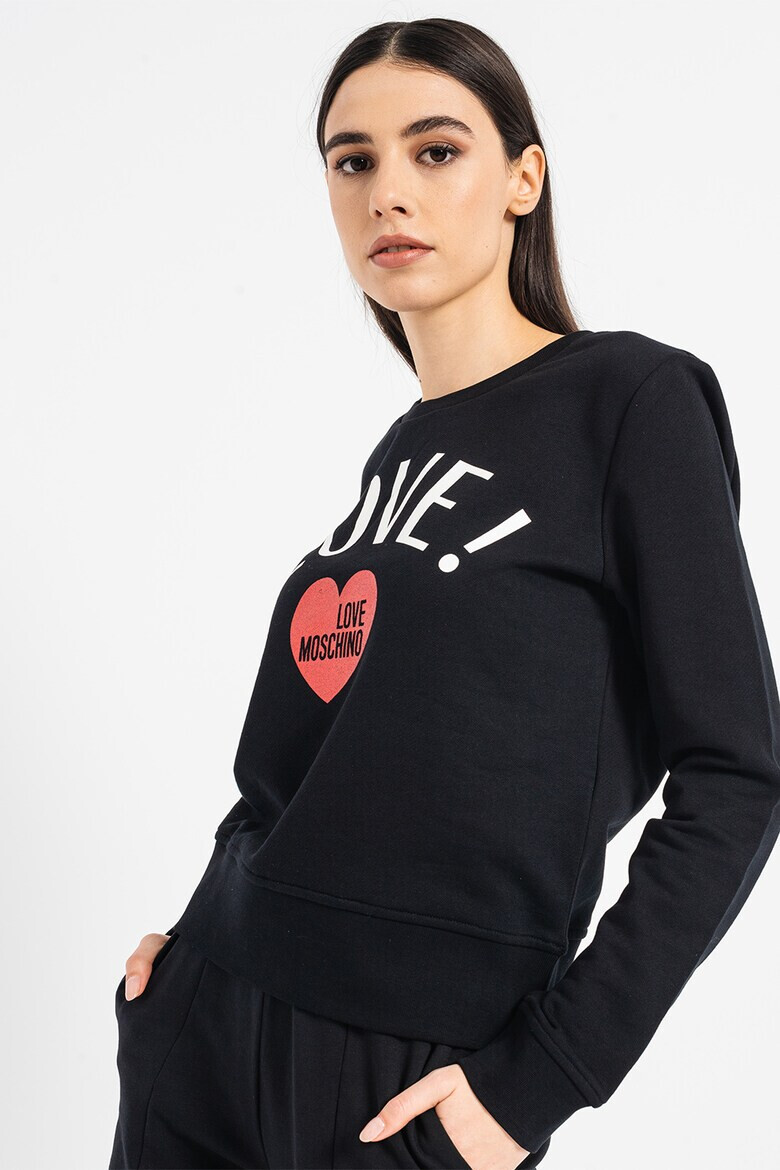 Love Moschino Bluza sport din bumbac cu imprimeu logo contrastant - Pled.ro