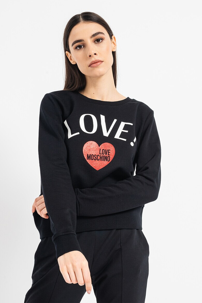 Love Moschino Bluza sport din bumbac cu imprimeu logo contrastant - Pled.ro