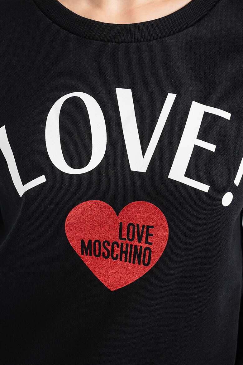 Love Moschino Bluza sport din bumbac cu imprimeu logo contrastant - Pled.ro