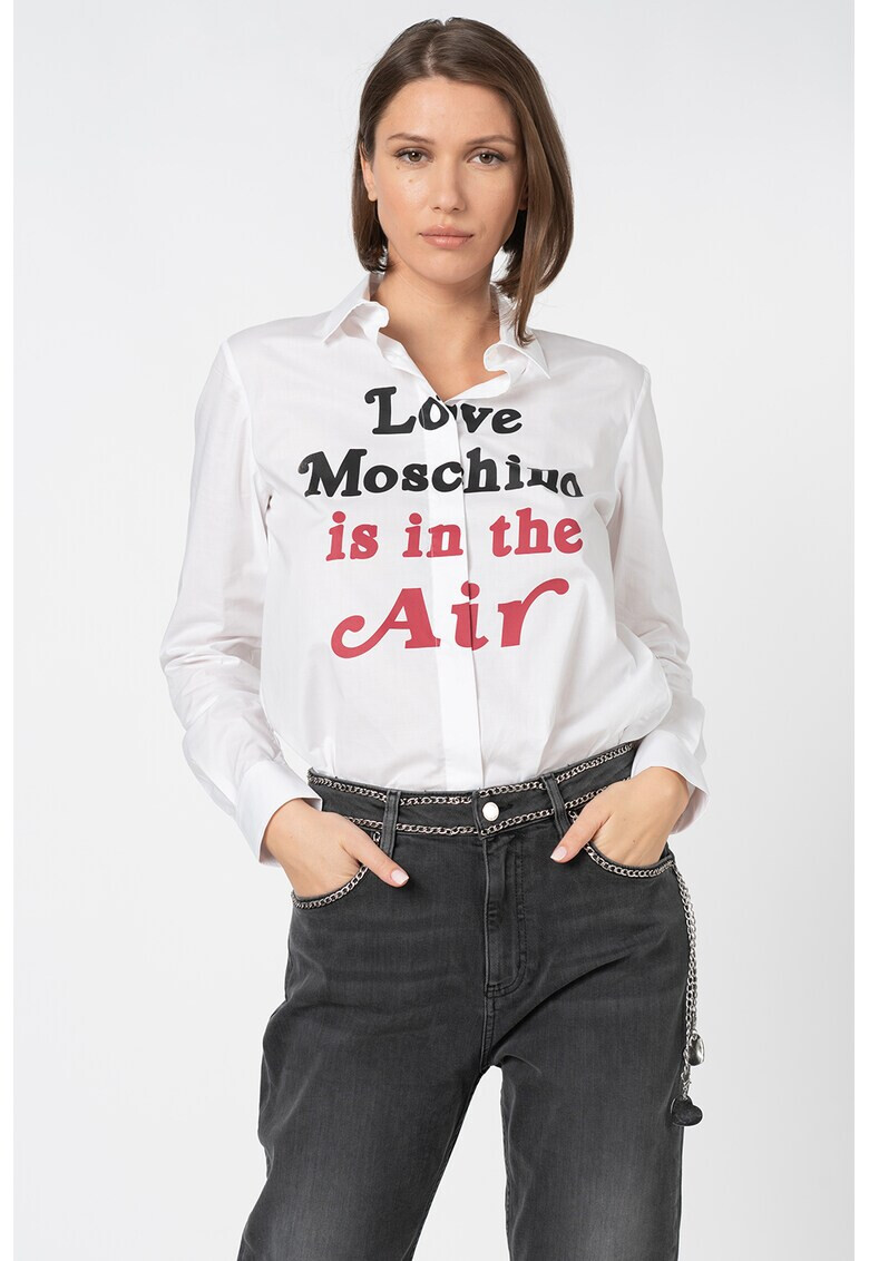 Love Moschino Camasa cu maneci lungi si imprimeu logo si text - Pled.ro