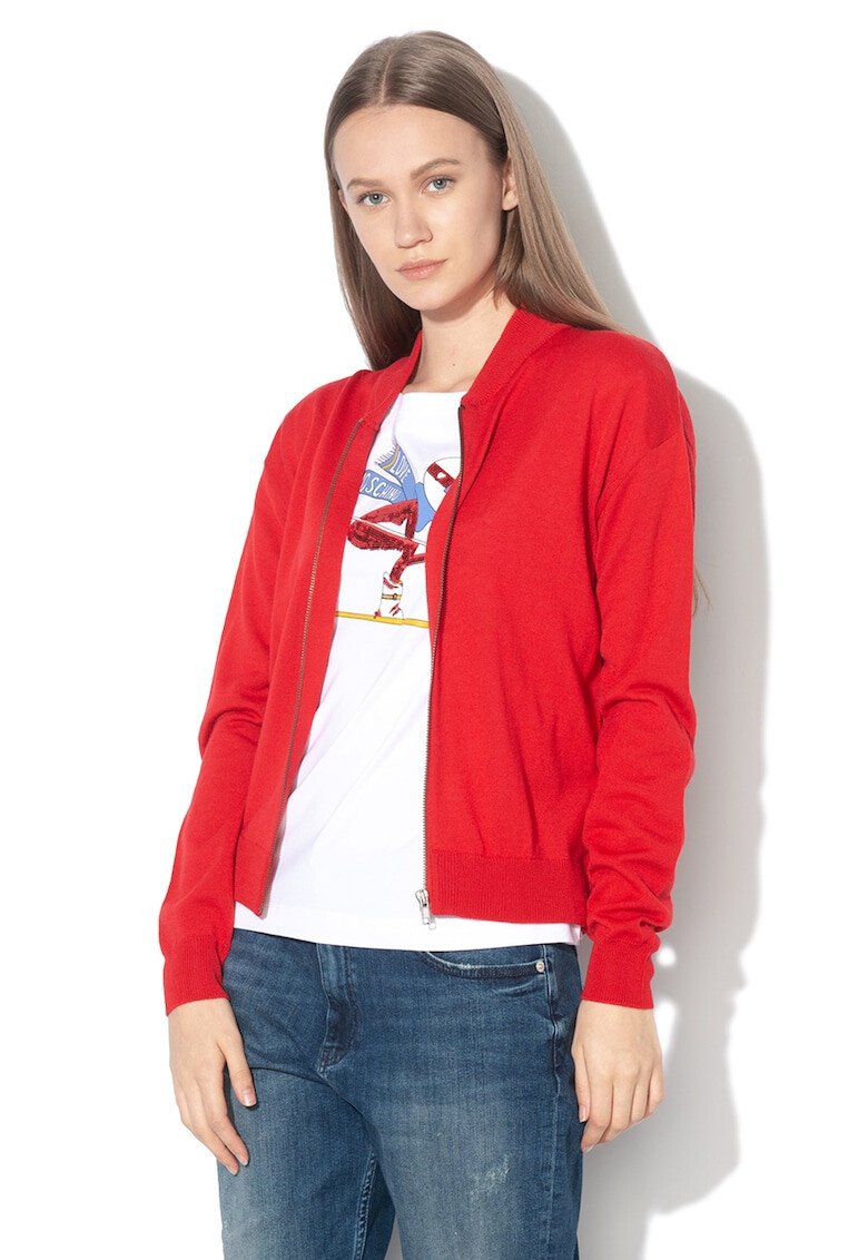 Love Moschino Cardigan din amestec de lana cu aplicatie logo pe partea din spate - Pled.ro