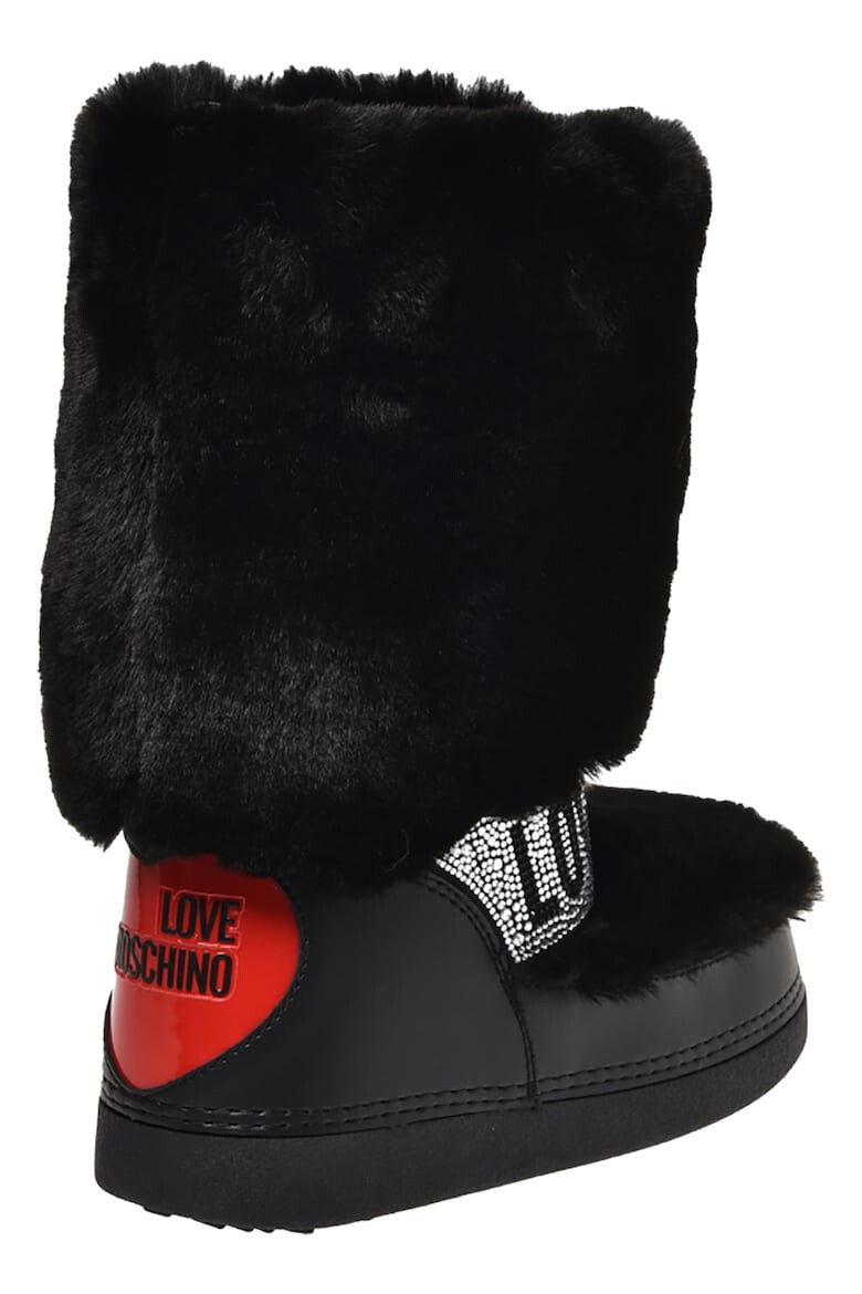 Love Moschino Cizme mid-calf cu garnituri de blana sintetica cu logo - Pled.ro