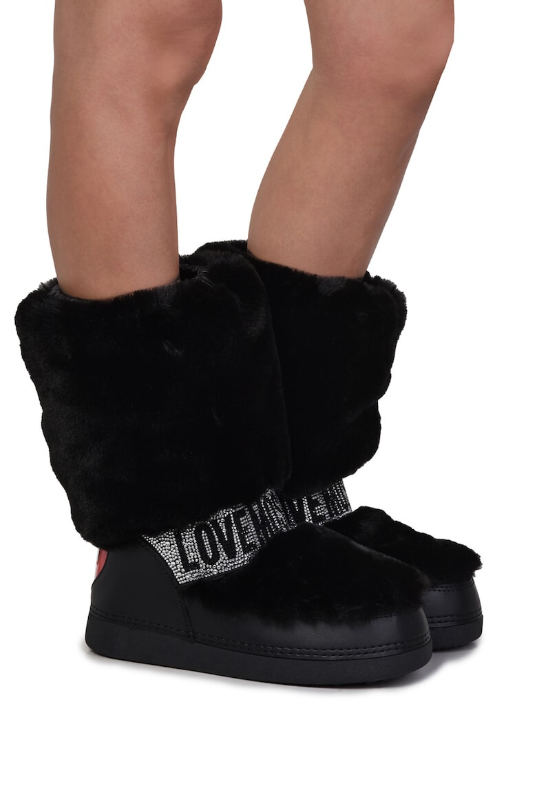 Love Moschino Cizme mid-calf cu garnituri de blana sintetica cu logo - Pled.ro