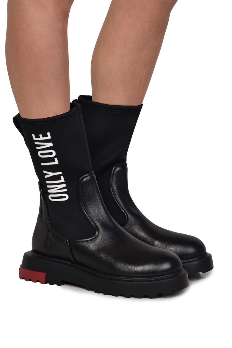 Love Moschino Cizme mid-calf cu garnituri de piele - Pled.ro