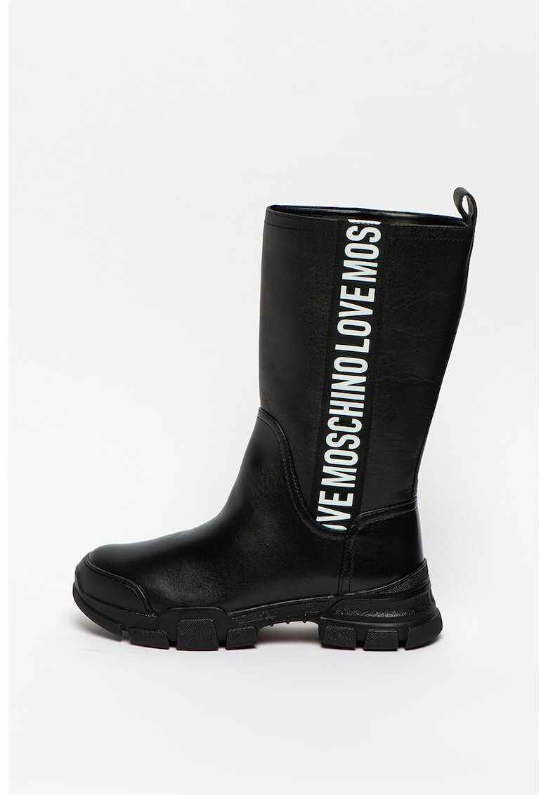 Love Moschino Cizme mid-calf de piele cu garnitura logo - Pled.ro