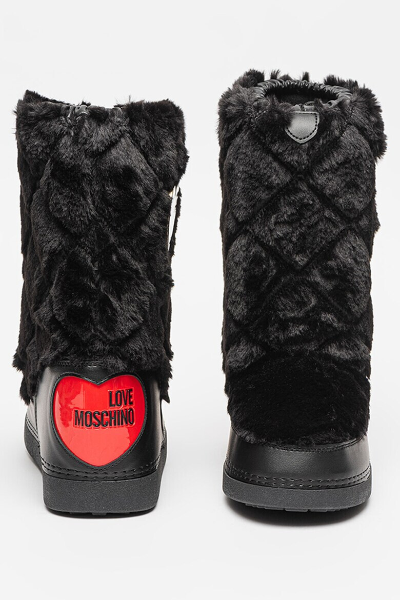 Love Moschino Cizme mid-calf fara inchidere cu insertii de blana sintetica - Pled.ro