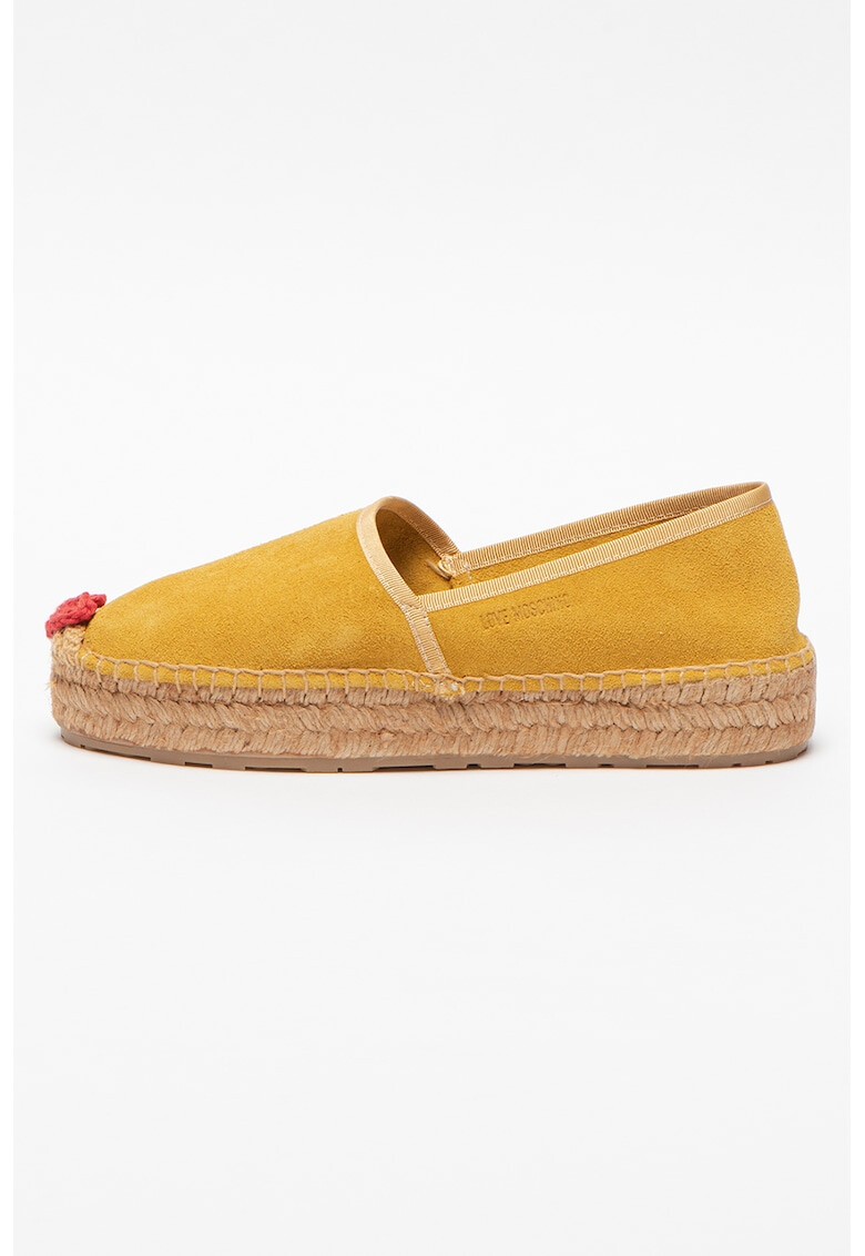 Love Moschino Espadrile de piele intoarsa cu detaliu crosetat - Pled.ro