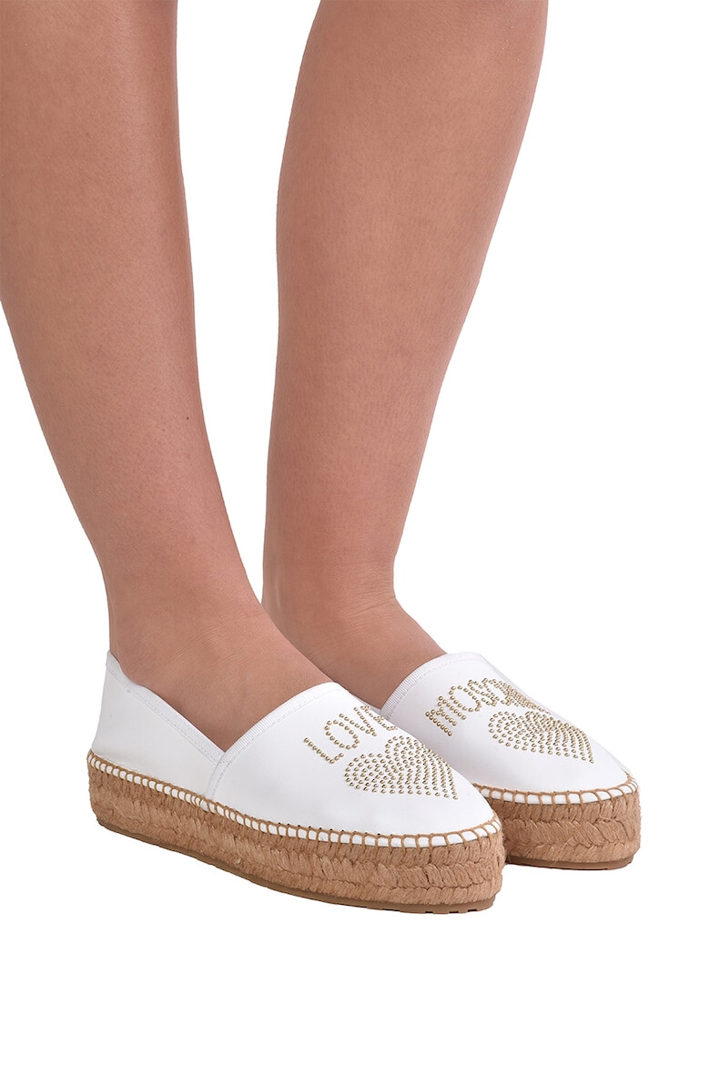 Love Moschino Espadrile din piele cu aplicatie logo - Pled.ro