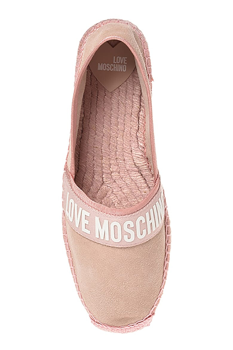 Love Moschino Espadrile din piele intoarsa cu banda logo - Pled.ro