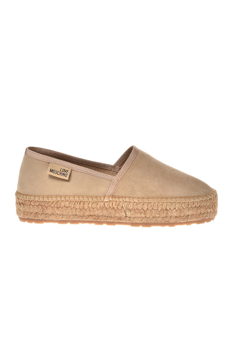 Love Moschino Espadrile din piele intoarsa cu logo discret - Pled.ro