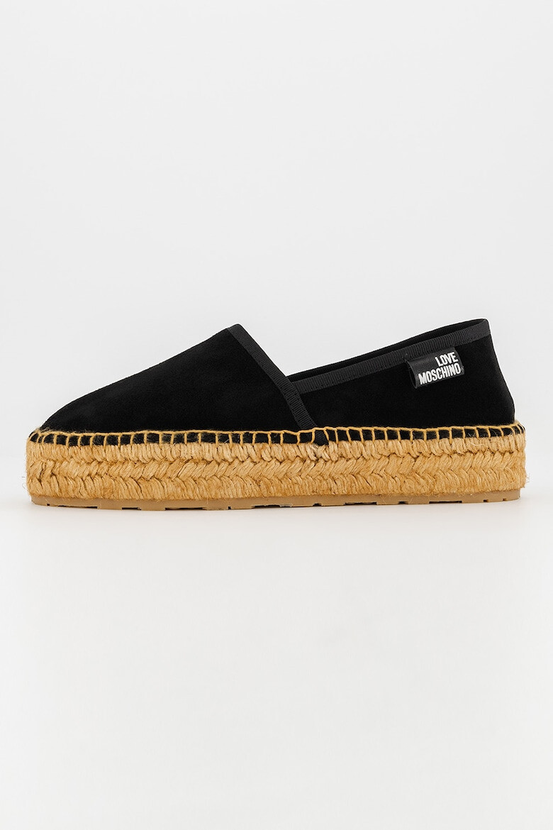 Love Moschino Espadrile din piele intoarsa cu logo discret - Pled.ro