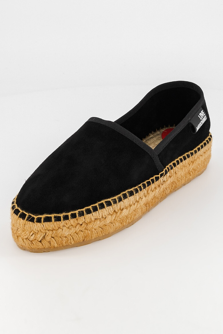 Love Moschino Espadrile din piele intoarsa cu logo discret - Pled.ro